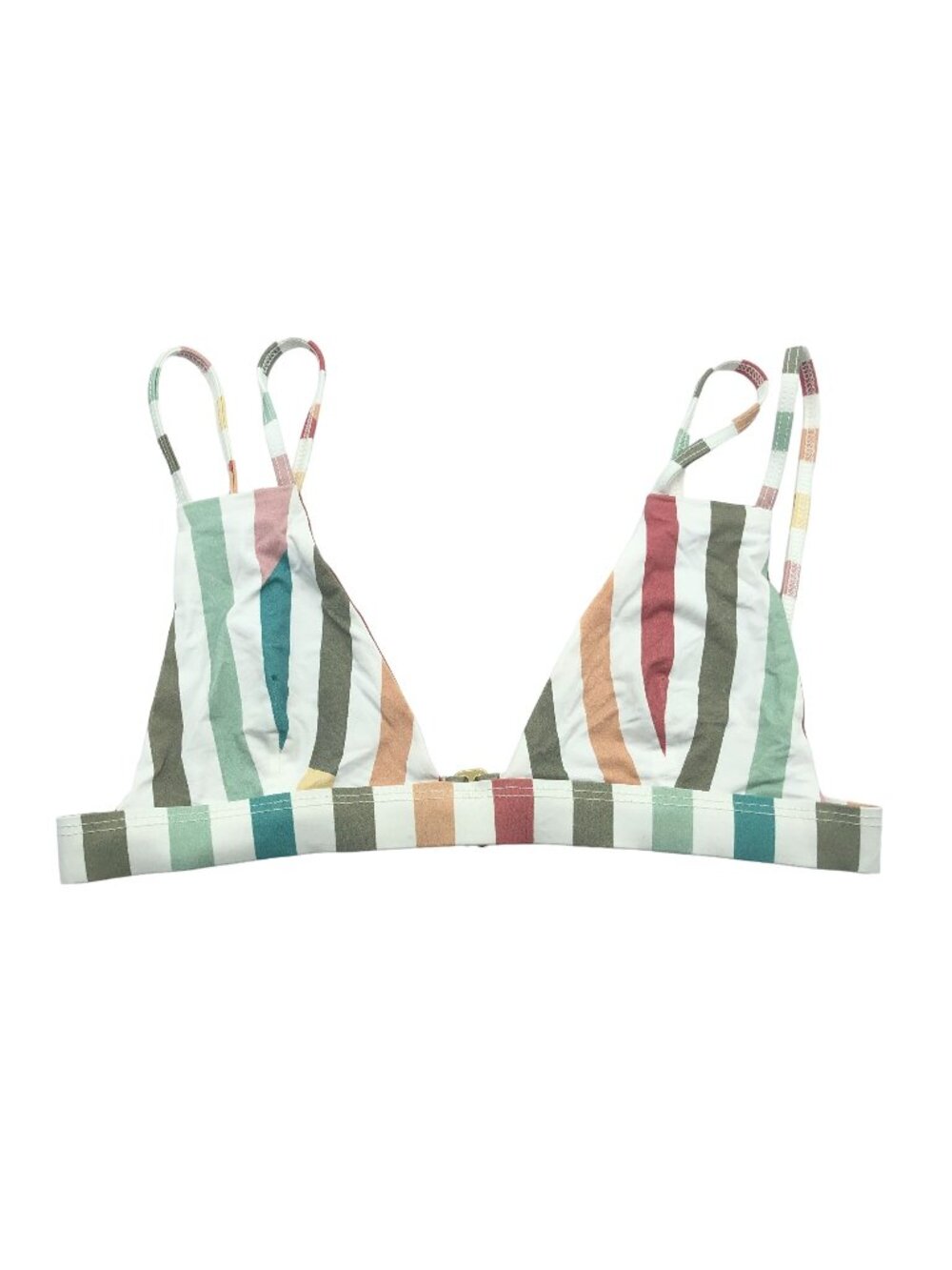 Shore Bikini Top Triangle Strappy Striped White Colorful S
